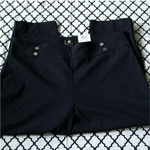 JM Collection Black Capri Pants Silver XL